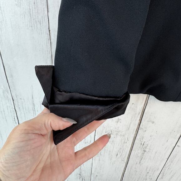 VTG Cache Black Satin Lapel Backless Tuxedo Jacket Blazer Top Size Medium - Picture 3 of 16